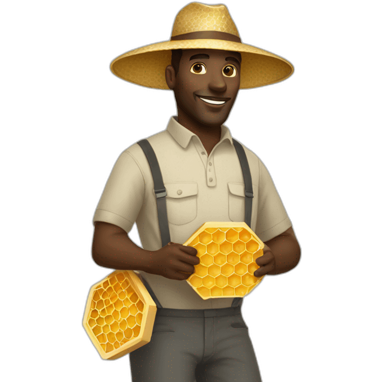 Tall black man beekeeper with honeycomb full body emoji