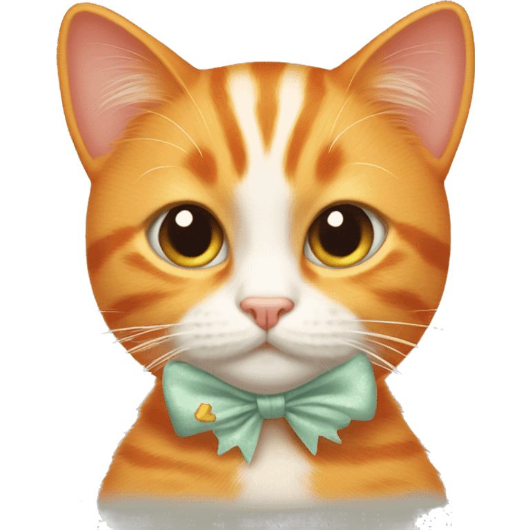 Orange cat with bows emoji