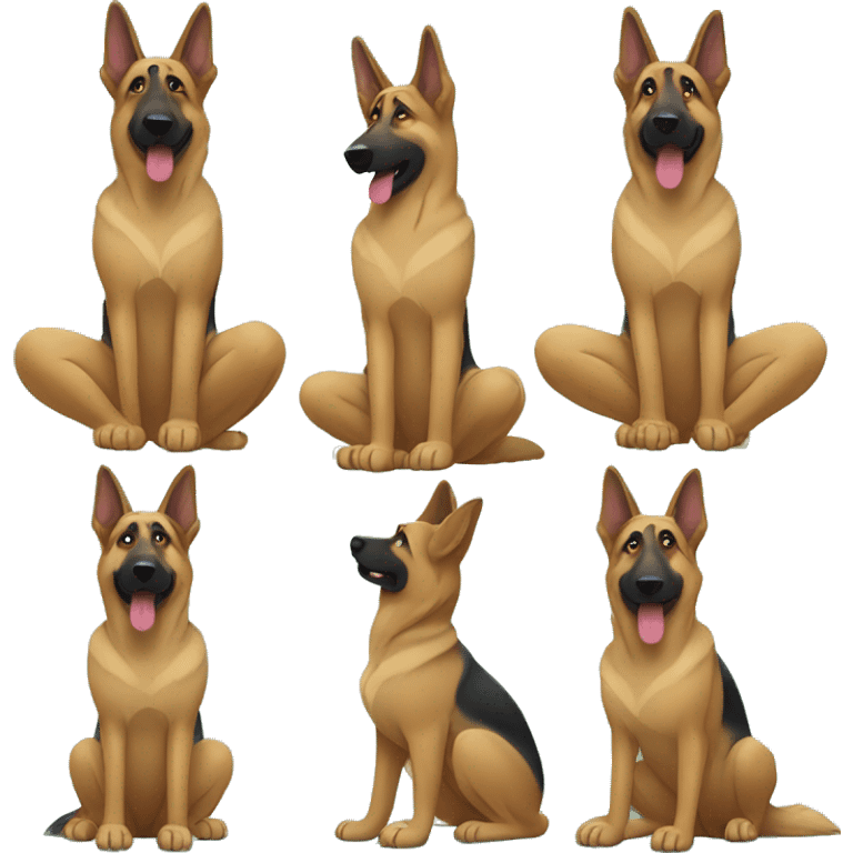 German shepherd doing yoga poses emoji