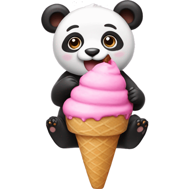 Pink panda eating ice cream  emoji