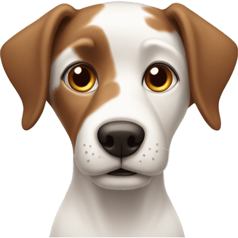 White dog with brown spots and straight ears emoji