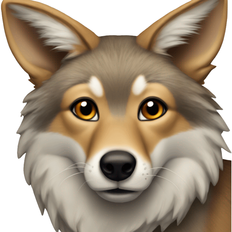 Coyote with brindle coloring, brown and black fur emoji