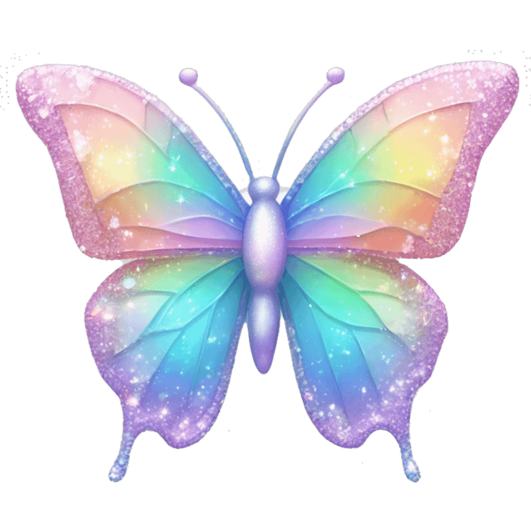 Sparkly Pastel rainbow-gradient iridescent crystal butterfly emoji