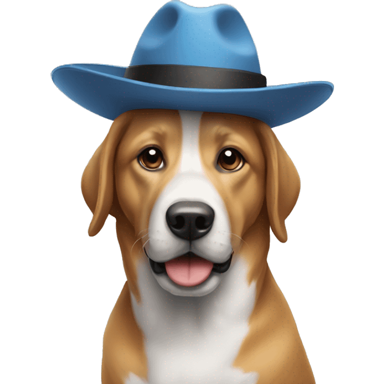 un chien avec un chapeau emoji