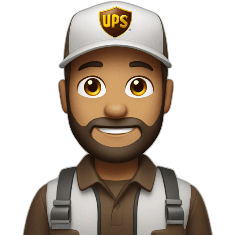 White UPS delivery man with long beard emoji