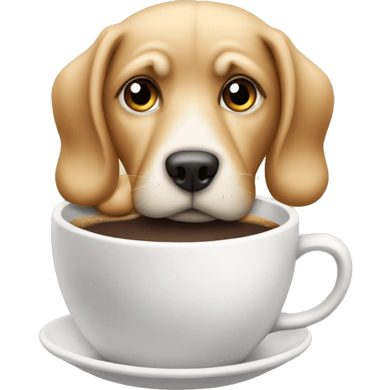 a dog，full body， is drinking coffee emoji