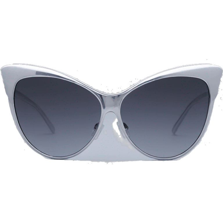 Y2K  Sports Sunglasses front view cat eye with silver frame emoji