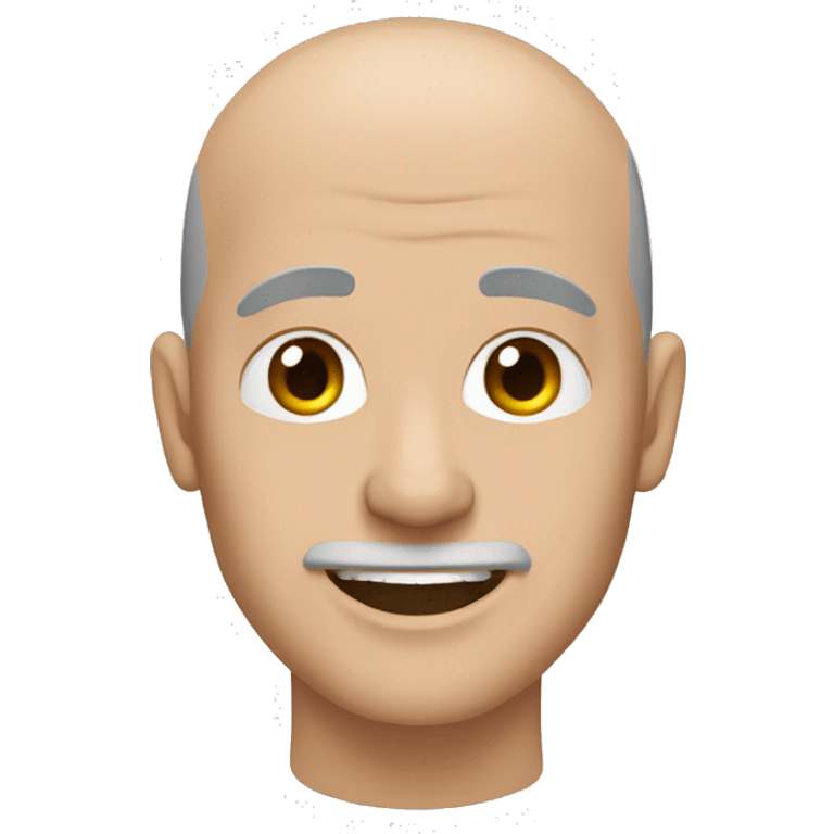 White man bald, black and gray bard, brown eyes and happy face, black tshirt emoji