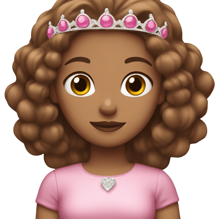 Girl with brown hair pink tiara emoji emoji