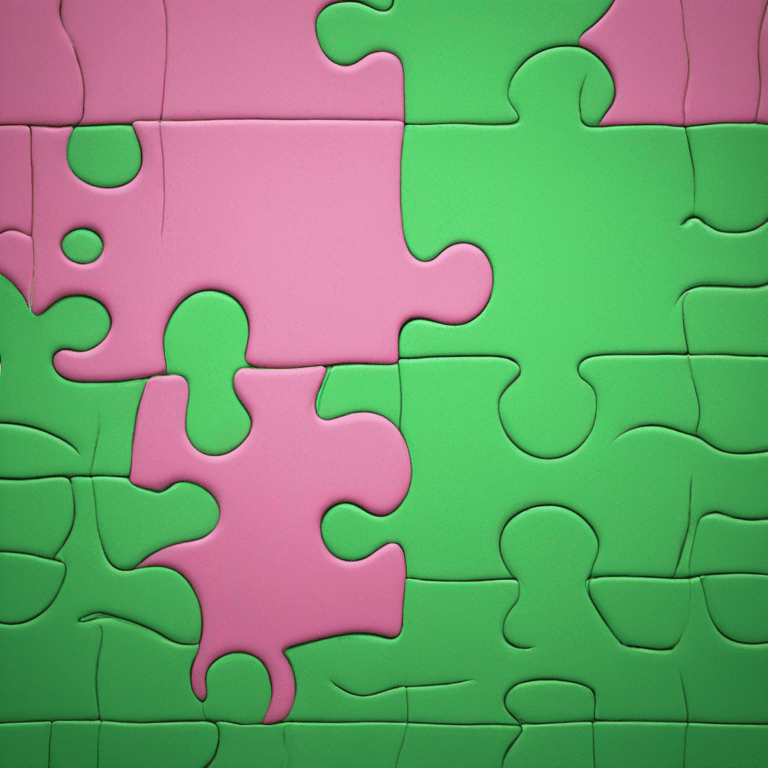 Green and pink jigsaw piece emoji