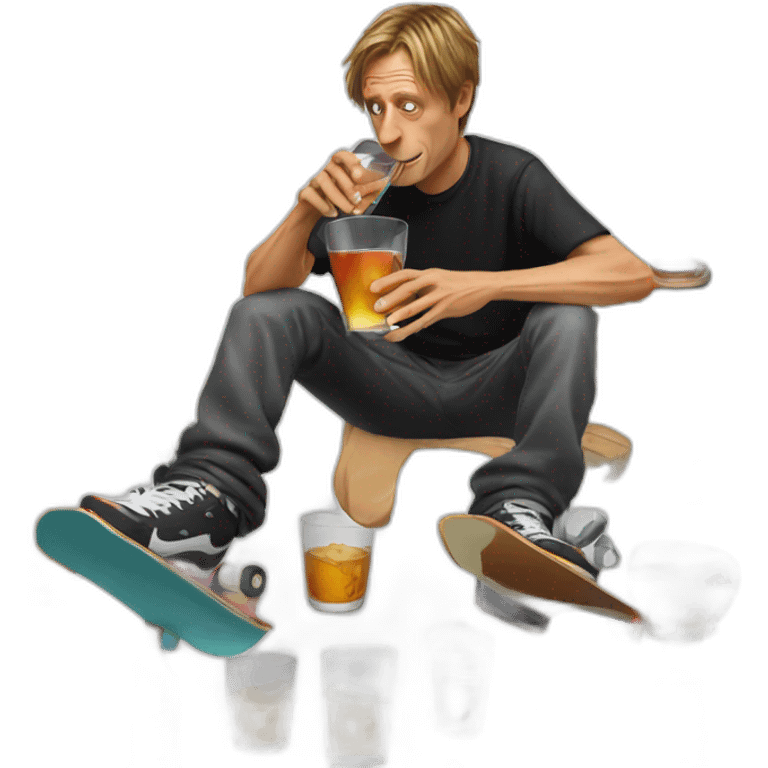 Tony Hawk drinking whiskey emoji