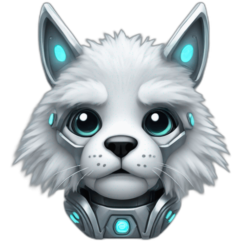 Cyber futuristic silver furry robot  emoji