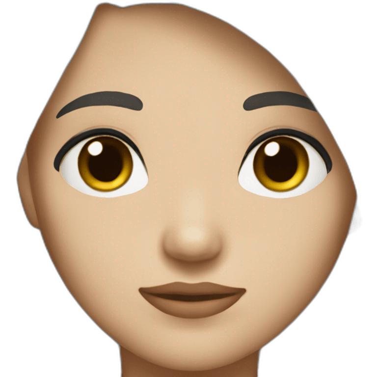 A girl with brown eyes and brider, very short straight hair and black, emo style, skin color white. emoji