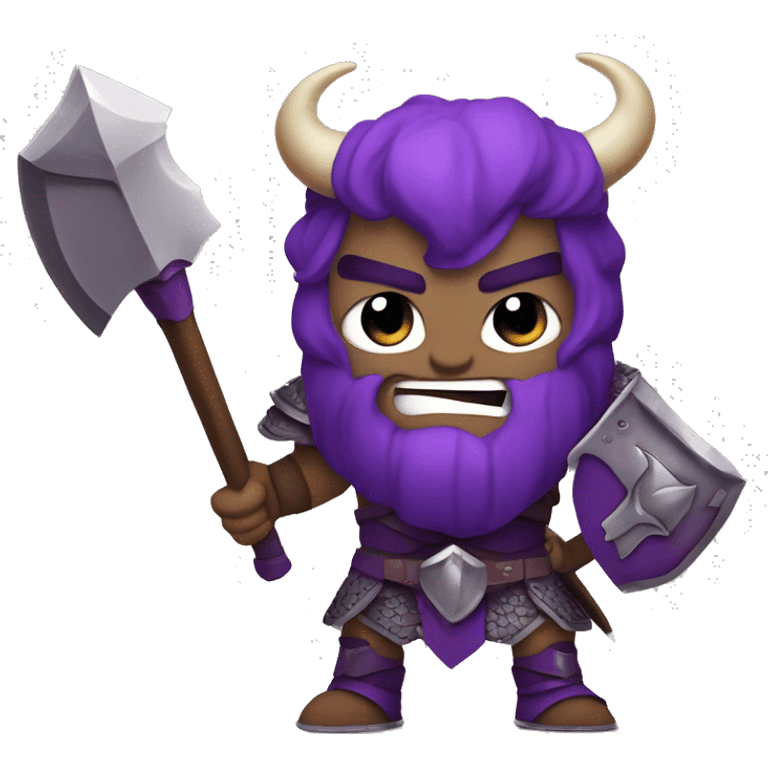 Angry warrior Whit purple armor, axe and horns  emoji