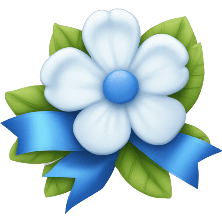 Blue and white flowers with cute ribbon on it emoji