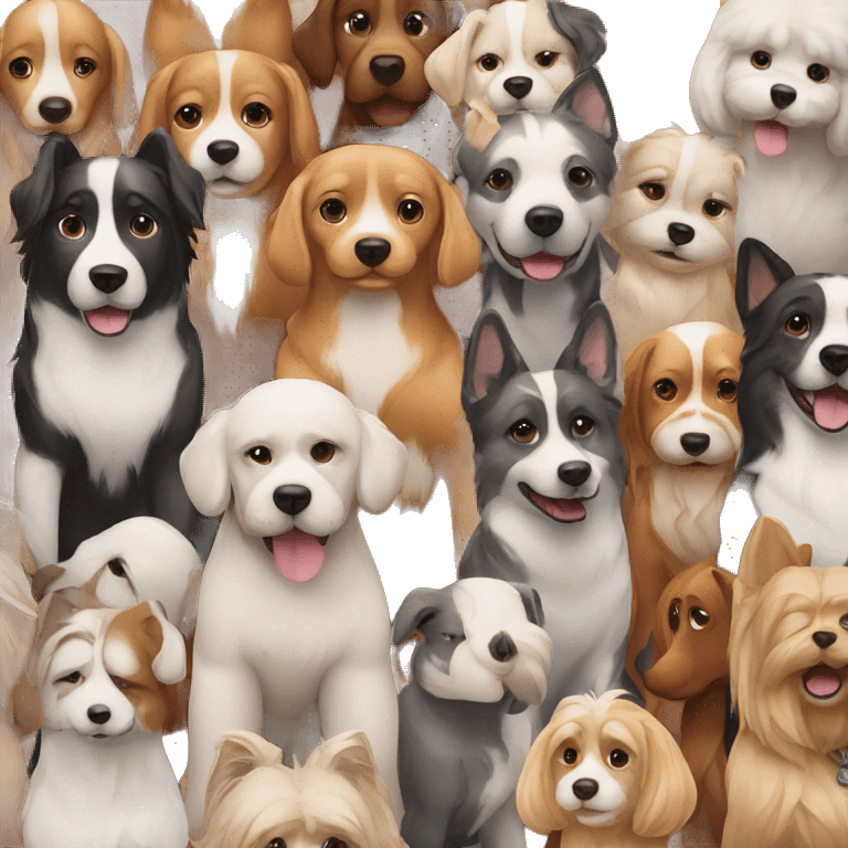 Variety of dogs standing in a line side by side  emoji