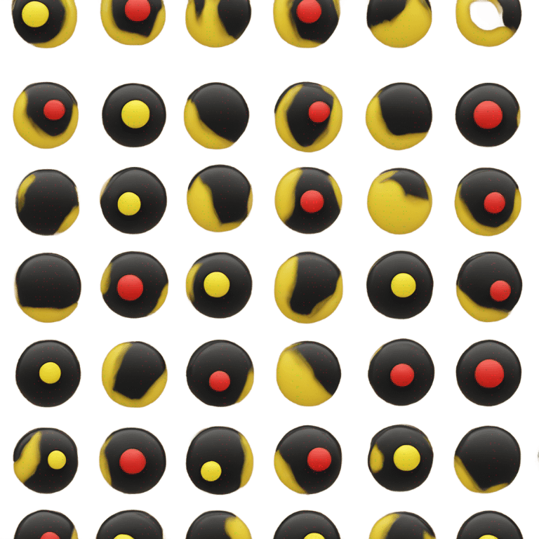 Square with black on the top and red on the bottom and yellow circle  emoji