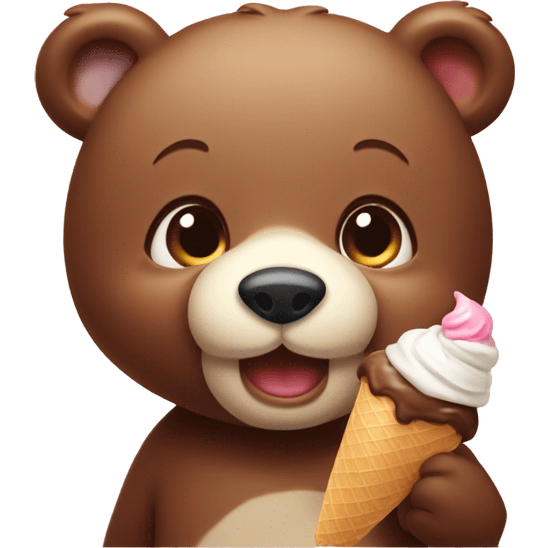 Little bear with ice cream emoji