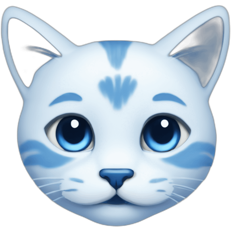 Blue simplistic sketch of a cute cat face emoji