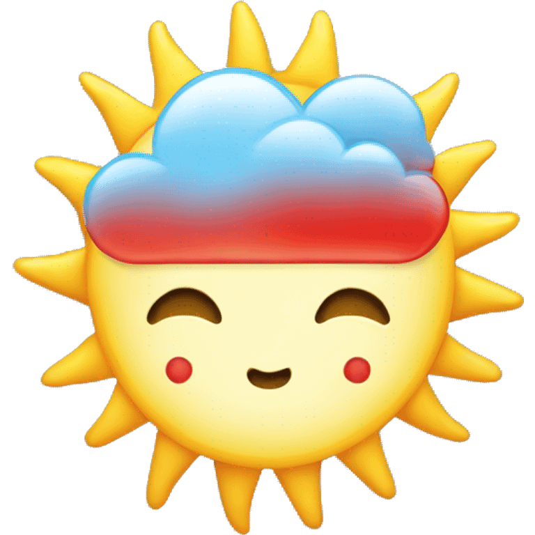 Sun with cloud and red heart  emoji