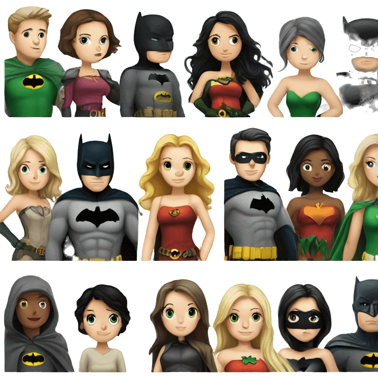 Robin but a white girl with black hair and Batman  emoji