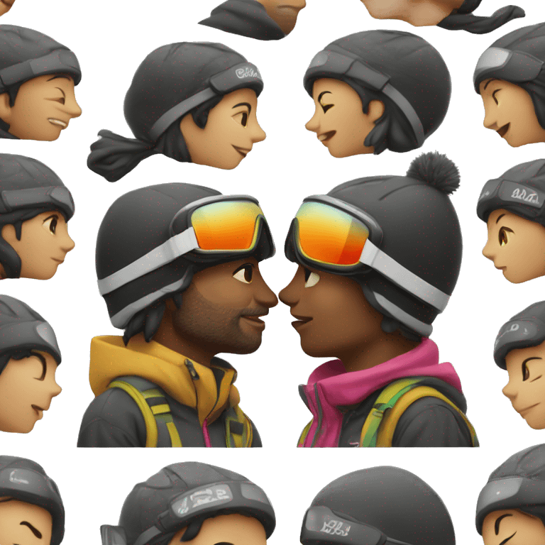 skiers kissing emoji