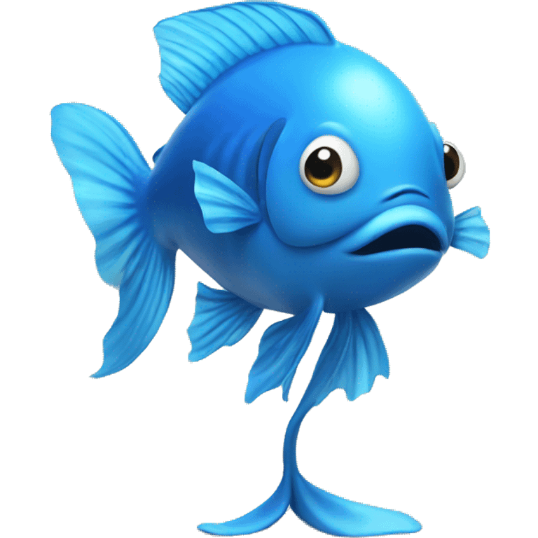 blue fish stands on legs emoji