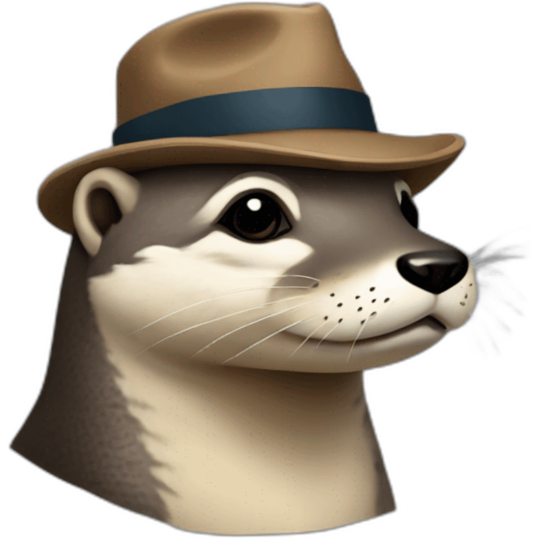 Une loutre avec un chapeau emoji