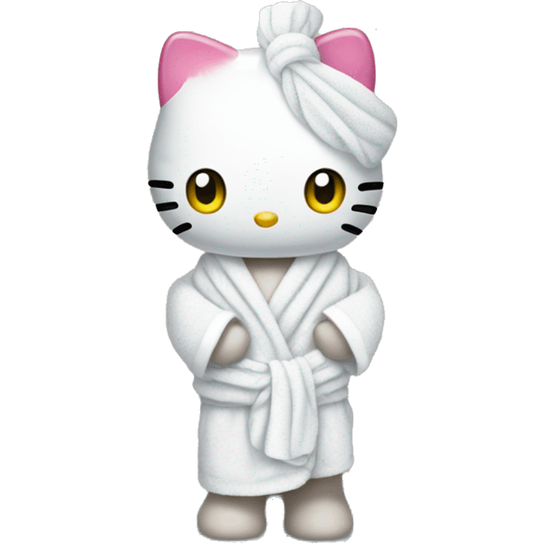 Hello kitty with a towel on end going out of shower  emoji