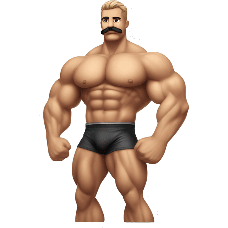 Muscular gay bodybuilder with mustache bikini realistic emoji