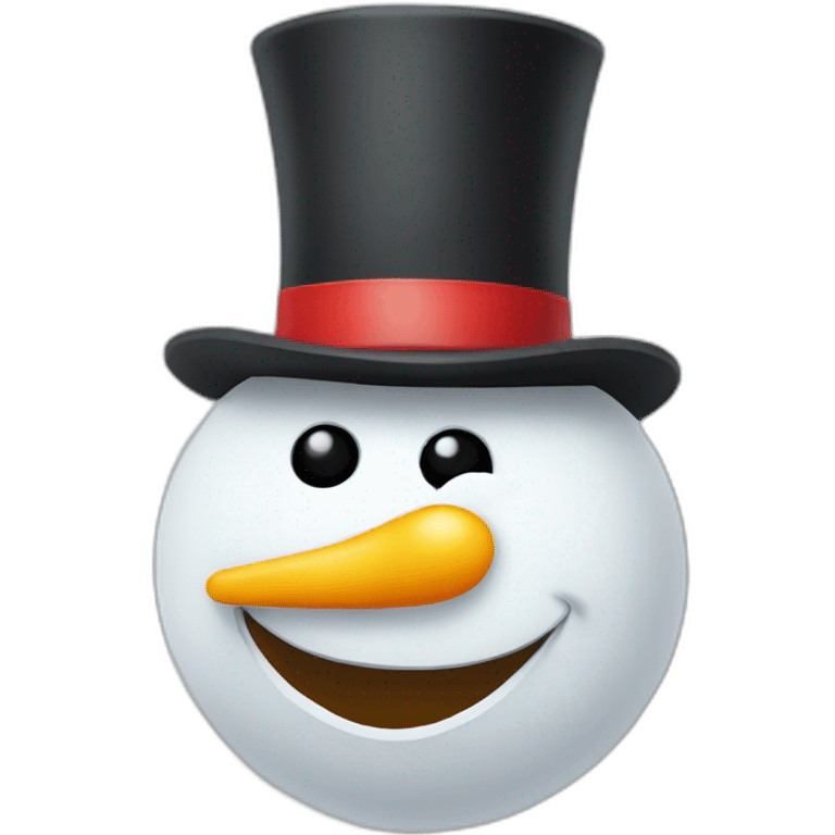 A snowman with yellow teeth a black nose and red eyes emoji