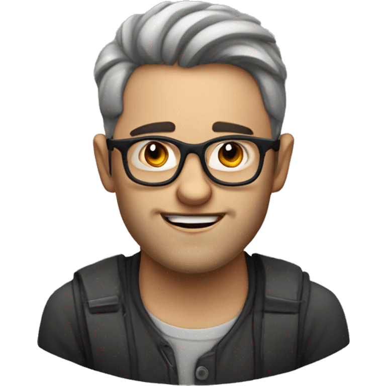 man with glasses, nordic face and a bit of stubble and a V-shaped jaw emoji