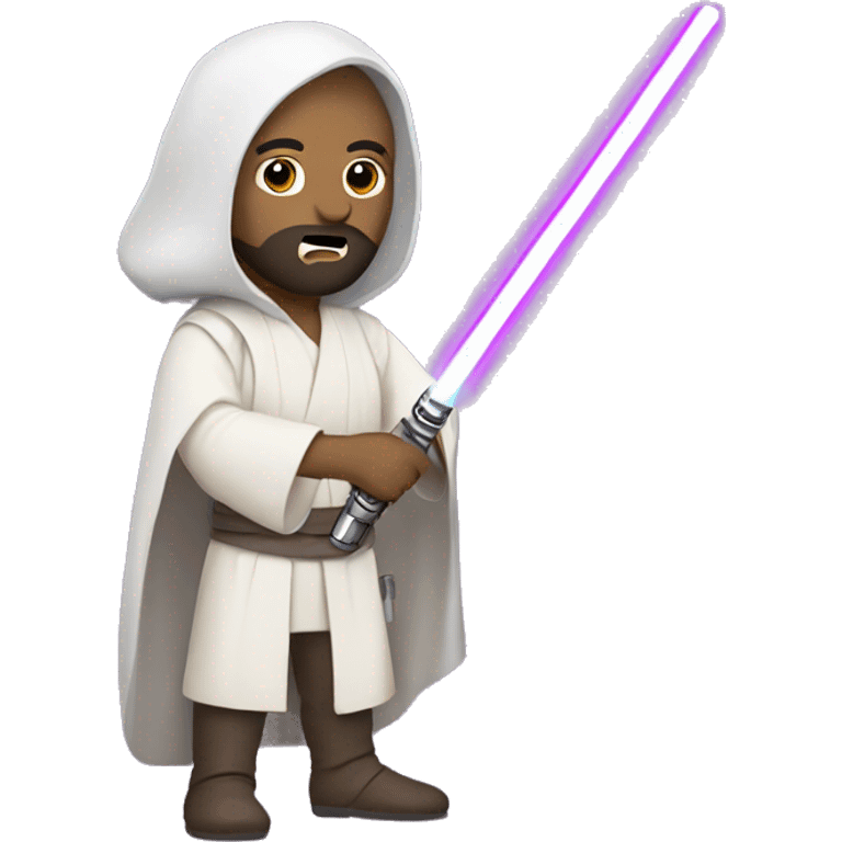 white jedi with beard and purple light saber emoji