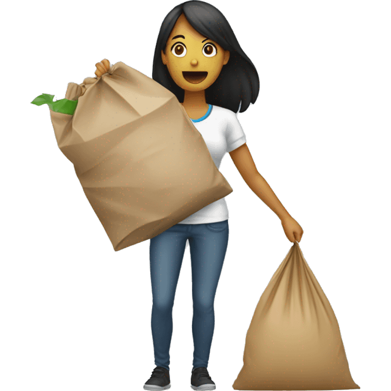 Women throwing away bag in garbage  emoji