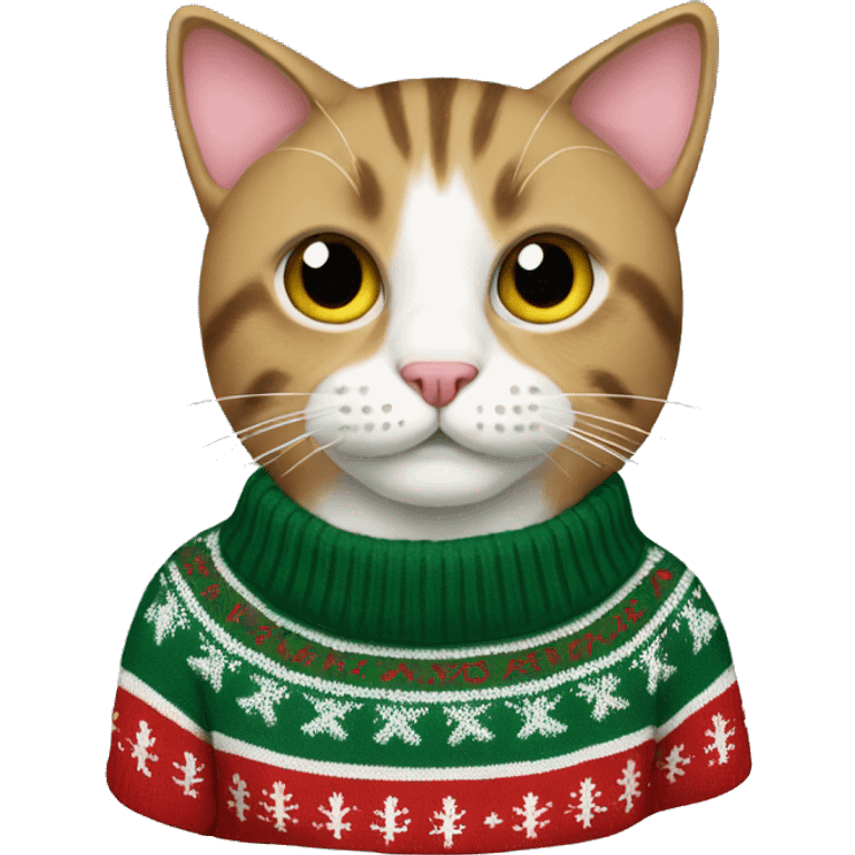 A cat wearing a Christmas sweater  emoji