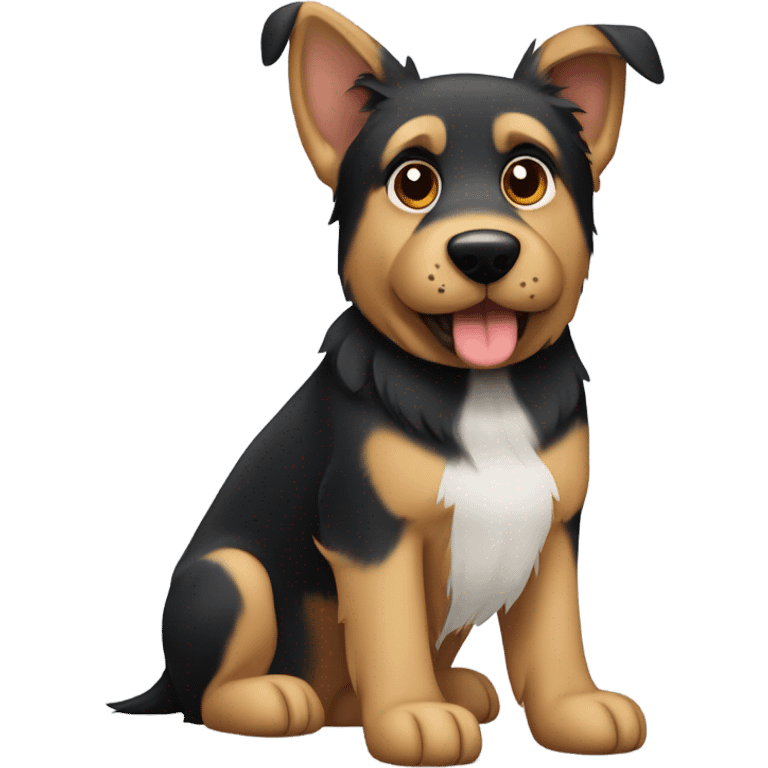 German Shepard and Schnauzer mix dog with uncropped ears emoji