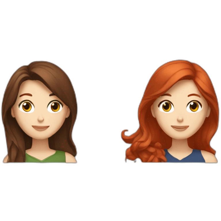 Brunette and redhead in a mazda emoji