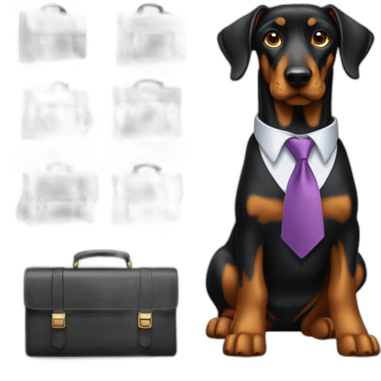 Doberdore dog in tie and with briefcase emoji