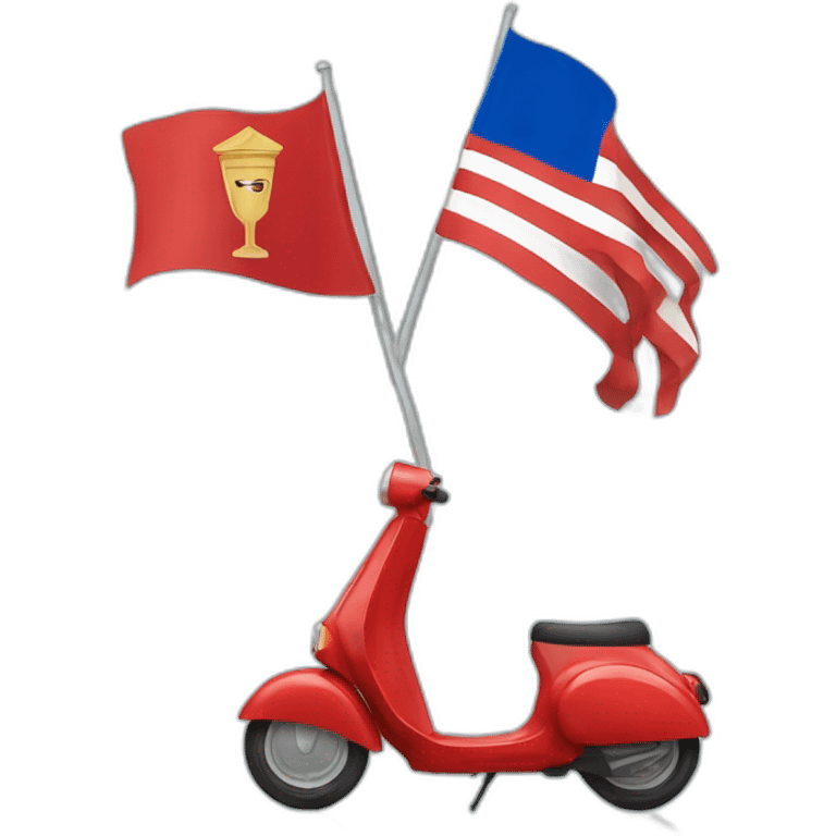 Tall thin man on red scooter with greek flag emoji