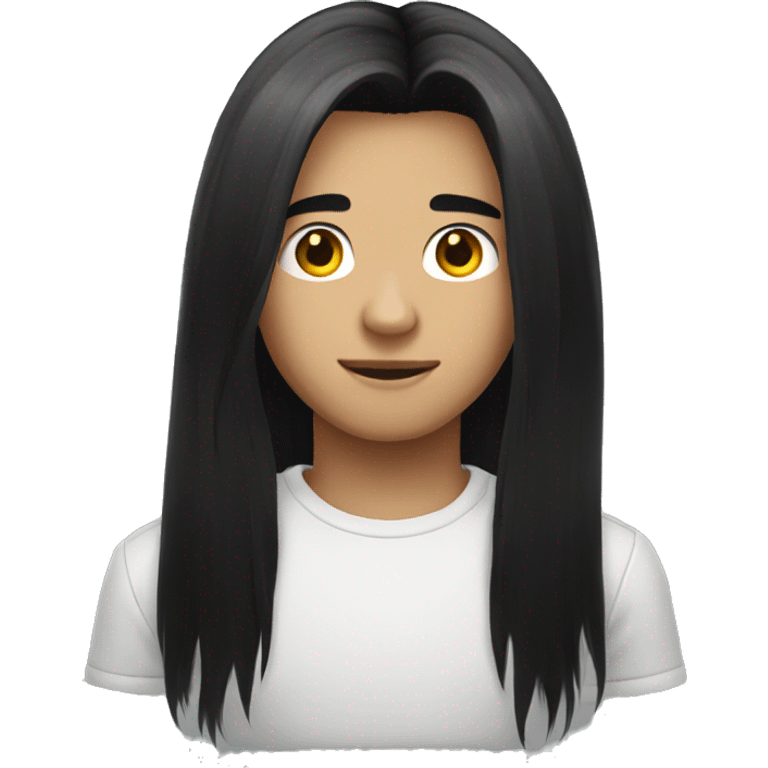 Long black hair teenager boy emoji