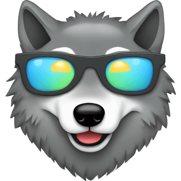 A Grey wolf with Sunglasess pixel style emoji