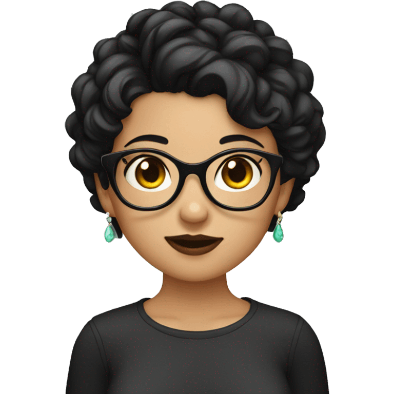 girl with piercings and short black hair glasses emoji