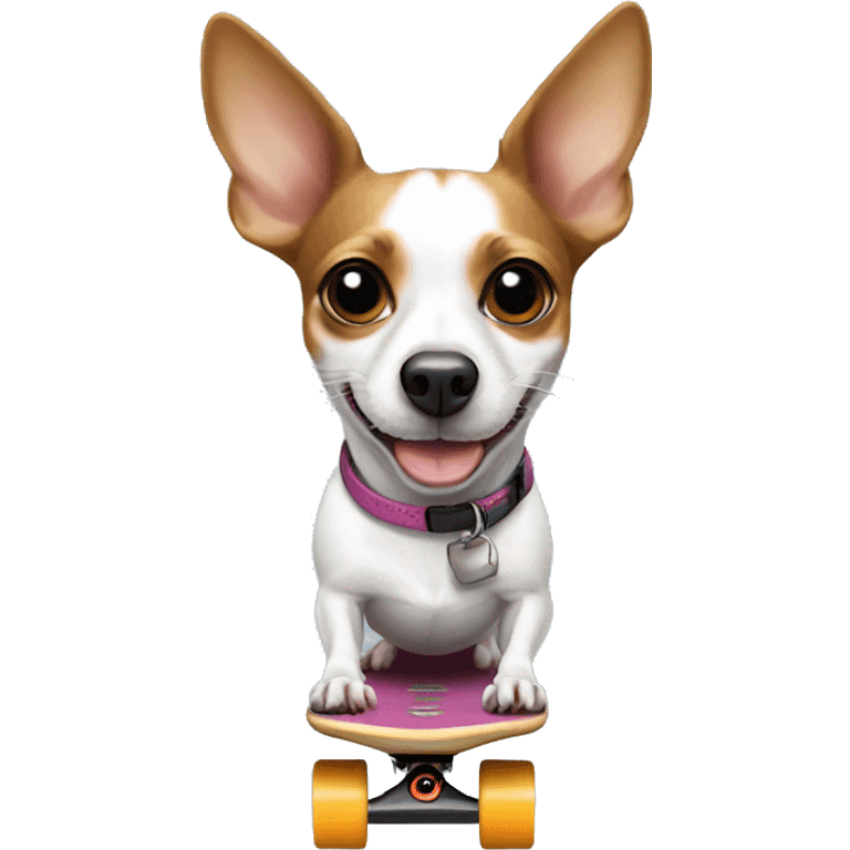 Rat terrier on a skateboard  emoji