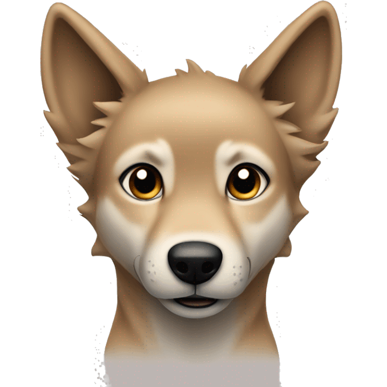 a light brown puppy-like wolf with black hair on its ears emoji