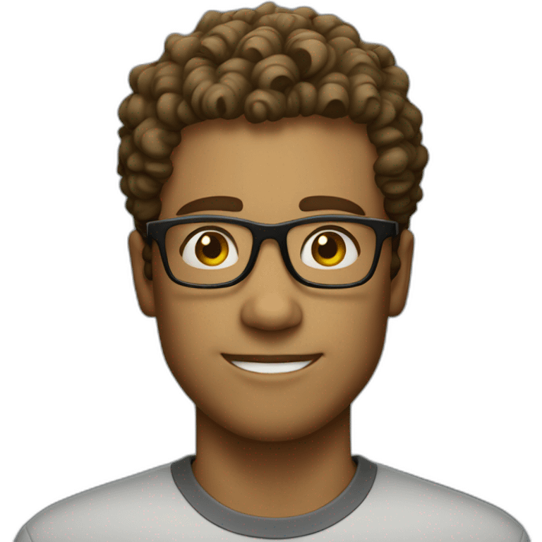 curly short haired man wearing square glasses emoji