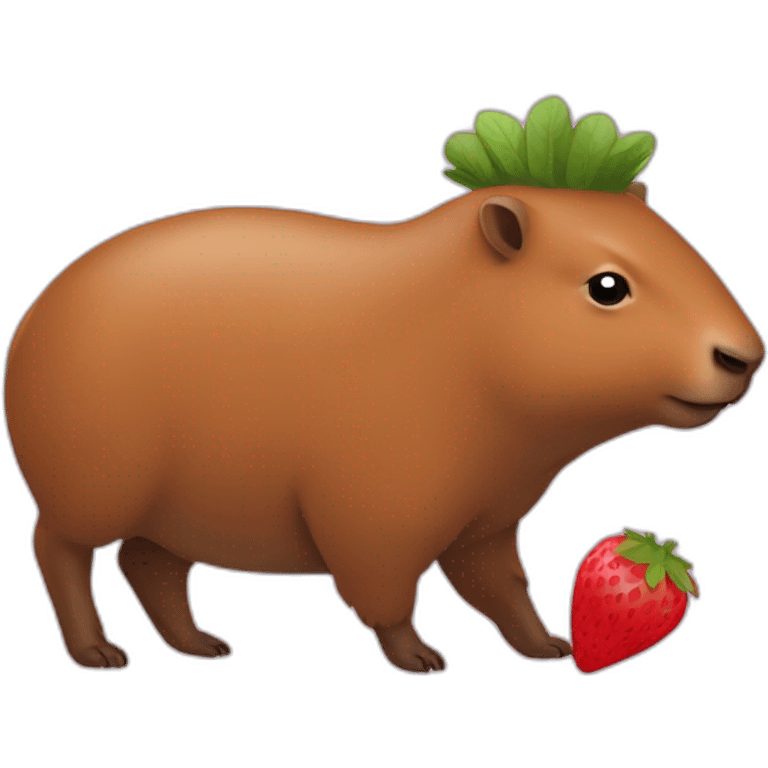 une fraise entrain de se faire manger par un capibara emoji