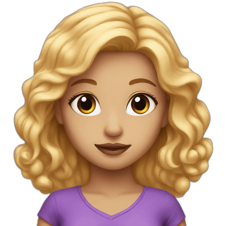 Beautiful girl with golden hair and purple eyes emoji