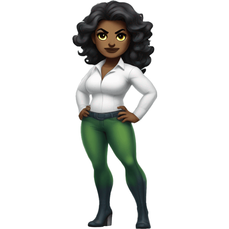 Curvy She Hulk wearing a white shirt emoji