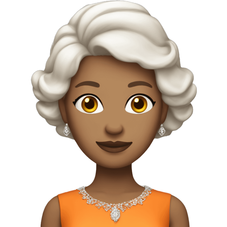 queen orange dress, white skin tone emoji