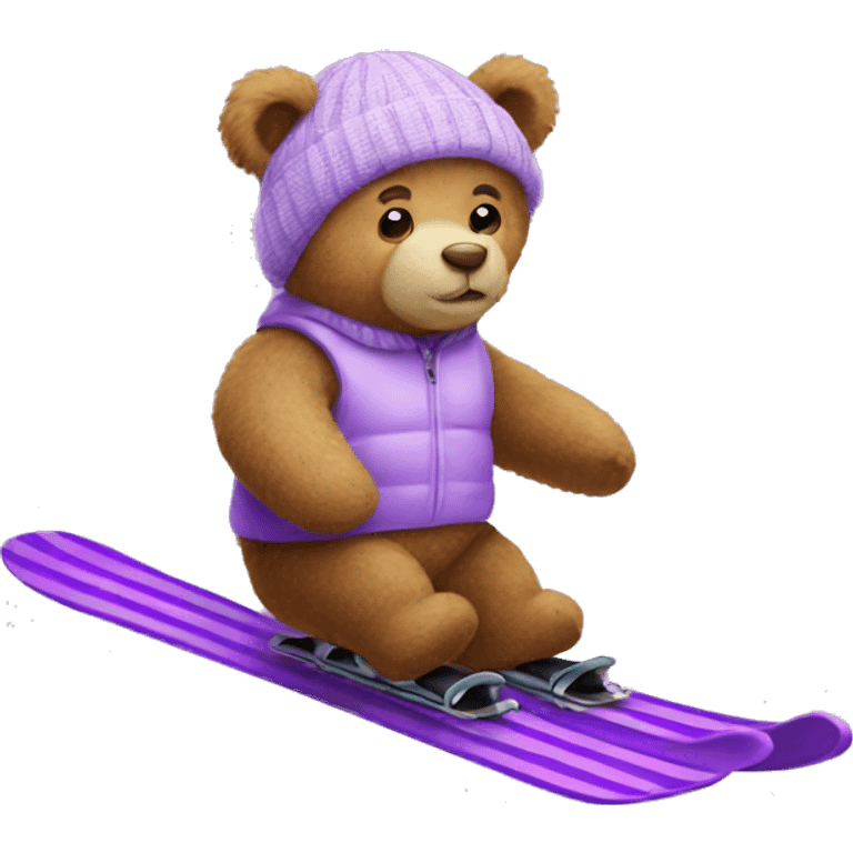 Teddy bear on lilac skis emoji